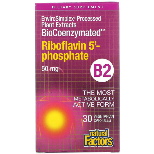 Natural Factors  BioCoenzymated  B2  Riboflavin 5'-Phosphate   50 mg  30 Vegetarian Capsules