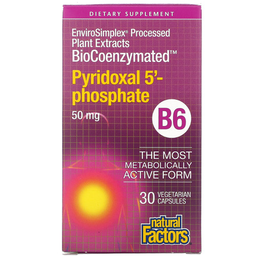 Natural Factors  BioCoenzymated  B6  Pyridoxal 5'-Phosphate  50 mg  30 Vegetarian Capsules