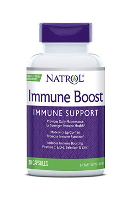 Natrol Immune Boost Capsules  Immune Support  Made with EpiCor Clinically Tested  Includes Vitamins C  D3  Selenium and Zinc  30 Count