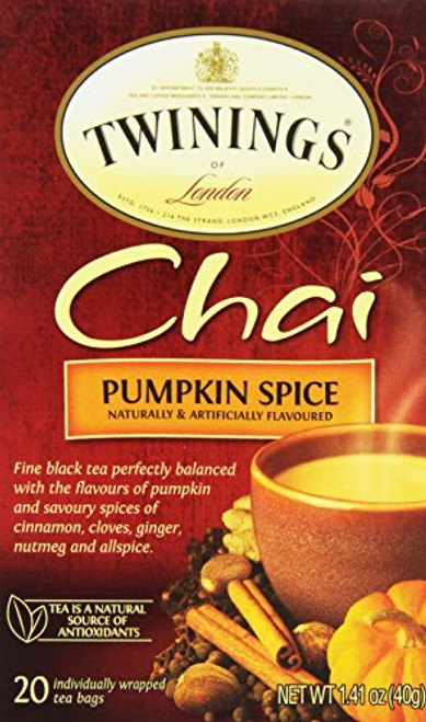 Twinings of London Pumpkin Spice Chai Tea Bags  20 Count