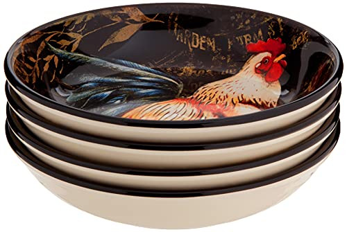 Certified International Gilded Rooster Set/4 Soup/Pasta Bowl 9.25" x 2"  Assorted Designs One Size  Multicolored
