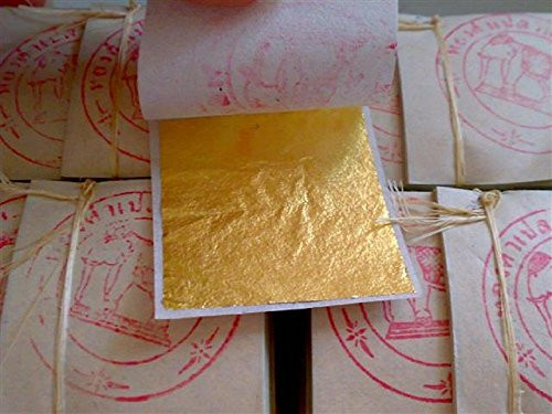 Slofoodgroup 24 Karat Edible Gold Leaf Loose Sheet 25 Sheets Gold Leaf per Book