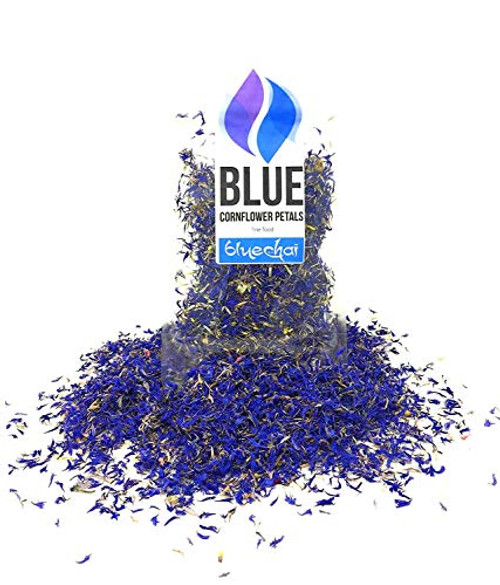 Pure Blue Cornflower Petals - 100% Organic  Dried  Grown in Germany - Natural Organically Grown Herbal Flowers for For Homemade Lattes  Tea Blends  Bath Salts  Gifts  Crafts (Centaurea cyanus)