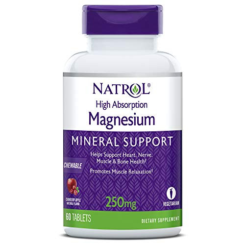 Natrol High Absorption Magnesium Chew Tablets  Purple  Cranberry  60 Count