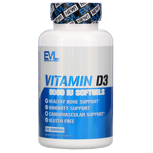 EVLution Nutrition  Vitamin D3  5 000 IU  120 Softgels