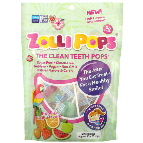 Zollipops  The Clean Teeth Pops  Tropical Fruit  5.2 oz