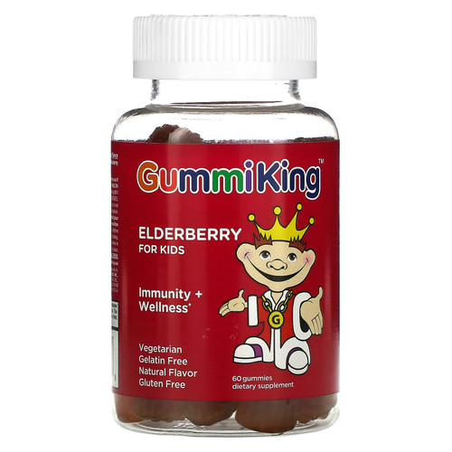 GummiKing  Elderberry for Kids  Immunity + Wellness  Raspberry  60 Gummies