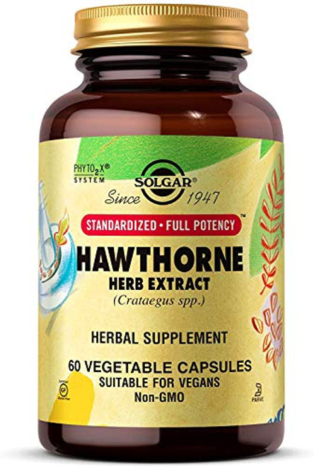 Solgar Standardized Full Potency Hawthorne Berry Herb Extract Vegetable Capsules, 60 Count