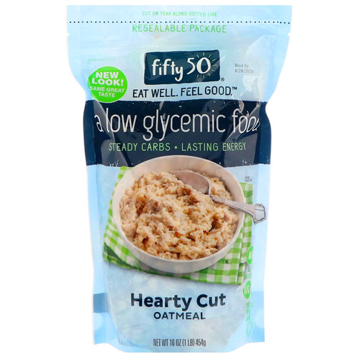 Fifty 50  Low Glycemic Hearty Cut Oatmeal  100% Whole Grain  16 oz (454 g)