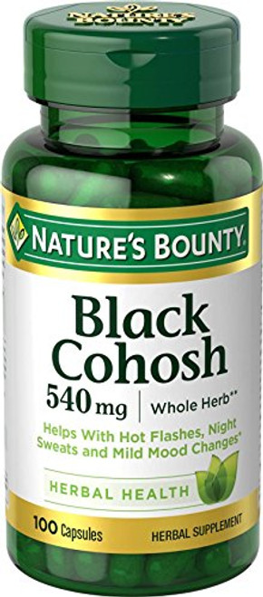 Nature's Bounty Black Cohosh Root Pills and Herbal Health Supplement  Natural Menopausal Support  540 mg  100 Capsules