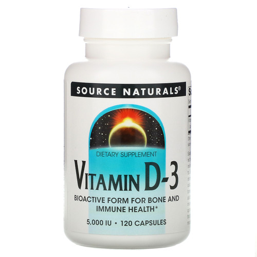 Source Naturals  Vitamin D-3  5 000 IU  120 Capsules