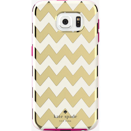 Kate Spade New York Flexible Hardshell Case for Samsung Galaxy S6 - Chevron Gold/Pink