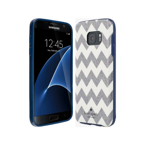 Kate Spade New York Flexible Hardshell Case for Samsung Galaxy S7 (Chevron Multi Glitter)