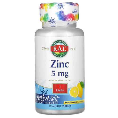 KAL  Zinc  Sweet Lemon  5 mg  60 Micro Tablets