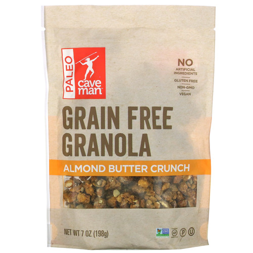 Caveman Foods  Grain Free Granola  Almond Butter Crunch  7 oz (198 g)