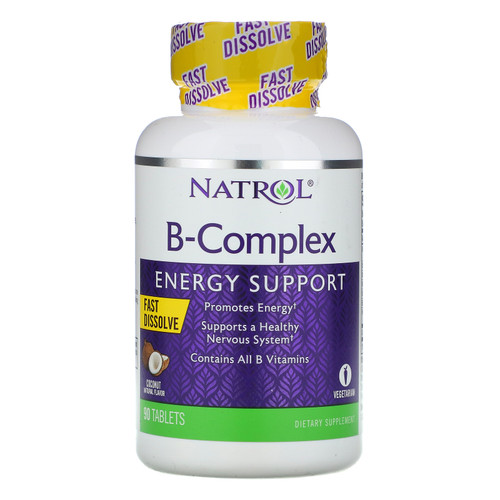 Natrol b-complex a dissoluzione rapida aroma naturale di cocco 90 compresse