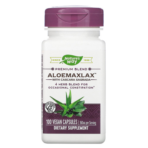 Nature's Way  AloeMaxLax with Cascara Sagrada  360 mg  100 Vegan Capsules