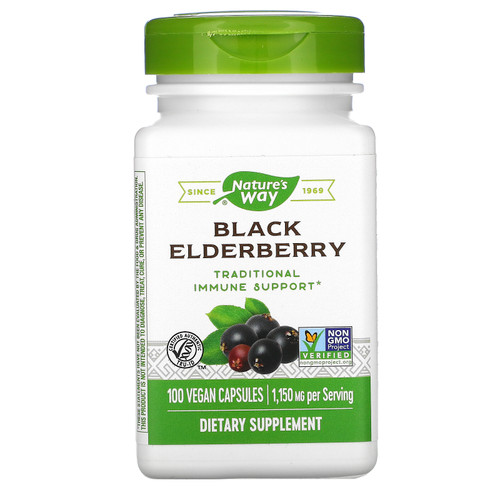 Nature's Way  Black Elderberry  1 150 mg  100 Vegan Capsules