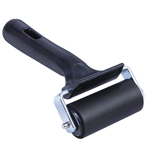 2.5 Inch Rubber Roller  Paint Brayer  Heavy Duty Steel Frame Art Craft Tool  Ideal for Anti Skid Tape Construction Tools  Print  Ink and Stamping Tools (Black)