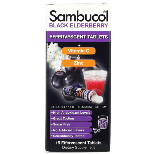 Sambucol  Black Elderberry + Vitamin C & Zinc  15 Effervescent Tablets