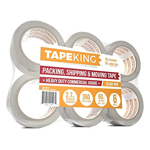 Tape King Clear Packing Tape - 60 Yards Per Roll (6 Refill Rolls) - 2 Inch Wide Stronger 2.7mil  Heavy Duty Sealing Adhesive Industrial Depot Tapes for Moving Packaging Shipping  Office & Storage