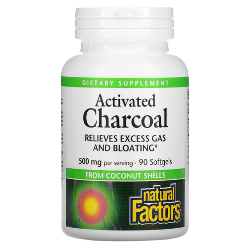 Natural Factors  Activated Charcoal  500 mg  90 Softgels
