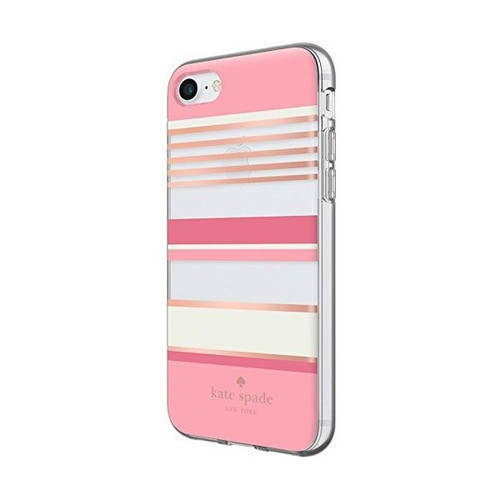 Kate Spade New York Flexible Hardshell Case for iPhone 8/7 - Pink White Stripe
