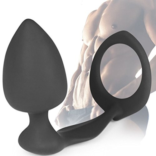 FST Silicone Cock Ring with Huge Anal Plug Prostate Massager and Penis Ring Stimulator Combo
