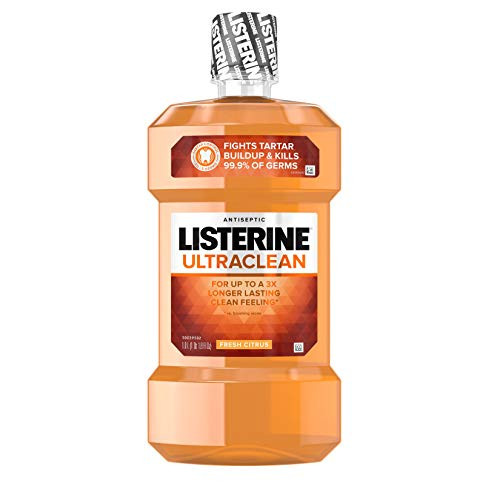 Listerine Ultraclean Oral Care Antiseptic Mouthwash with Everfresh Technology to Help Fight Bad Breath  Gingivitis  Plaque and Tartar  Fresh Citrus  1 L