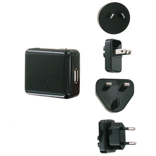 Unlimited Cellular Universal USB International Travel Charger Kit (5V 1A) for iPhone  iPod  MP3 (Black) - TCK-USB