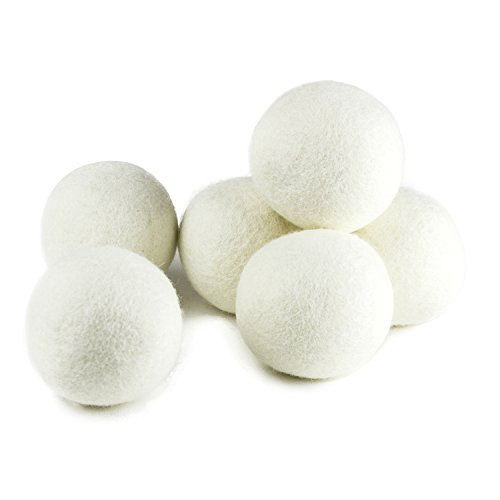 (Upgraded) SnugPad XL Size Wool Dryer Balls Natural Fabric Softener & 100% Organic Premium New Zealand Wool  Reduce Wrinkles & Save Time  Baby Safe & Hypoallergenic  White 6Count