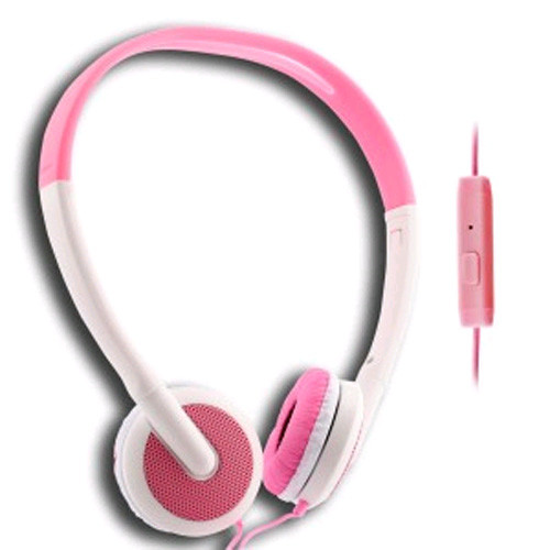 UMA Lightweight 3.5mm Stereo Headphones - White / Pink