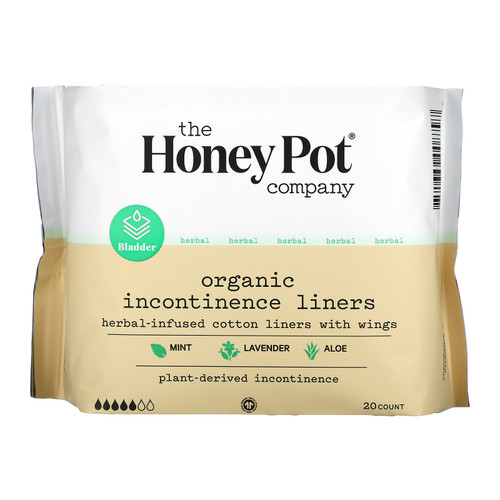 The Honey Pot Company   Herbal-Infused Cotton Liners With Wings  Organic Incontinence Liners  20 Count