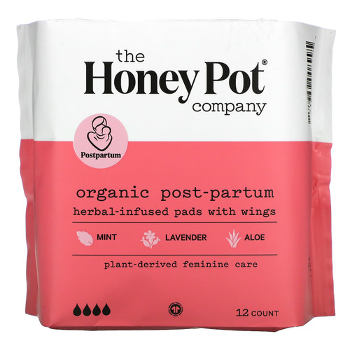 The Honey Pot Company  Organic Herbal-Infused Pads with Wings  Post-Partum   12 Count