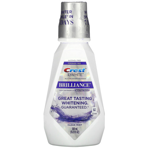 Crest  3D White  Brilliance Whitening Mouthwash  Alcohol Free  Clean Mint  16.9 fl oz (500 ml)