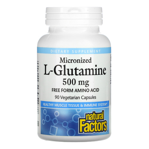 Natural Factors  Micronized L-Glutamine  500 mg  90 Vegetarian Capsules