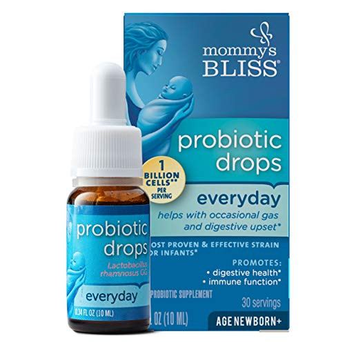 Mommy's Bliss Baby Probiotic Drops Everyday - Gas  Constipation  Colic Symptom Relief - Newborns & Up - Natural  Flavorless  0.34 Fl Oz