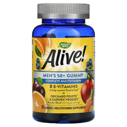 Nature's Way  Alive! Men's 50+ Gummy Complete Multivitamin  Fruit Flavors  60 Gummies