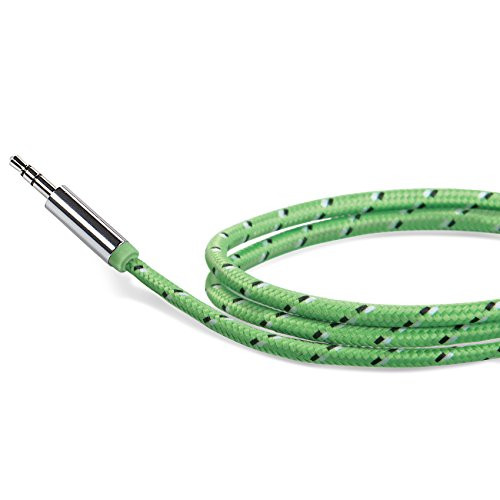 5 Pack -Celly Premium Textile Stereo Audio Cable 3.5mm - Green