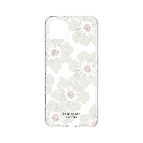 Kate Spade Hardshell Case for Google Pixel 4 XL - Hollyhock Floral Clear/Cream with Stones