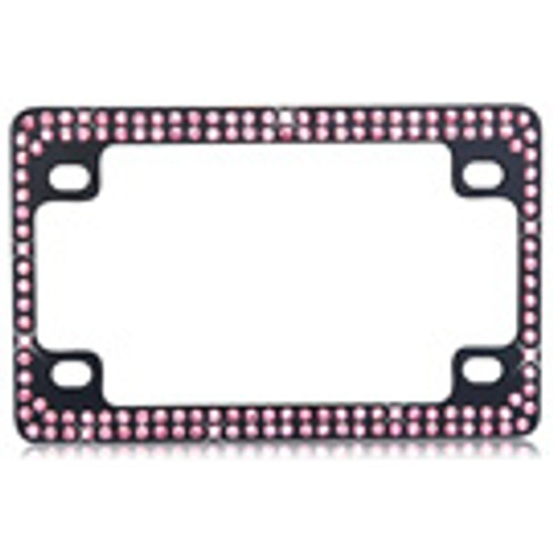 MYBAT Double Row Black Metal Motorcycle Frame with Pink Crystals