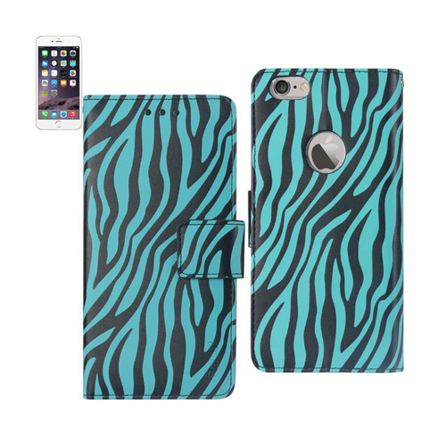 10 Pack - Reiko iPhone 6 Plus 3-In-1 Animal Zebra Print Wallet Case In Blue