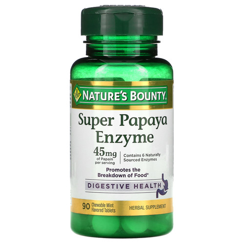 Nature's Bounty  Super Papaya Enzyme  Mint  15 mg  90 Chewable Tablets