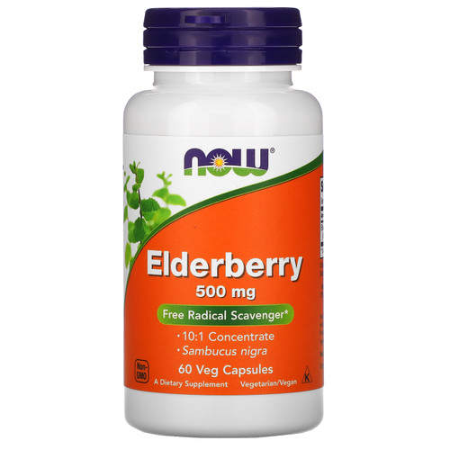 Now Foods  Elderberry  500 mg  60 Veg Capsules