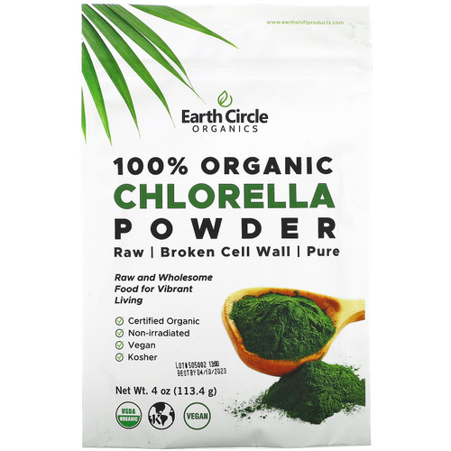 Earth Circle Organics  100% Organic Chlorella Powder  4 oz (113.4 g)