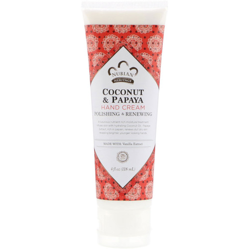 Nubian Heritage  Hand Cream  Coconut & Papaya  4 fl oz (118 ml)