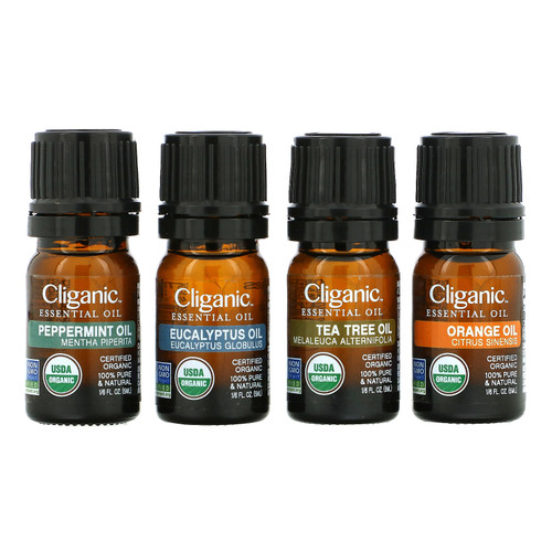 Cliganic  Essential Oils  Aromatherapy Set  4 Piece Set