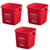 Small Red Sanitizing Bucket - 3 Quart Cleaning Pail - Set of 3 Square Containers