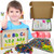 KOKO AROMA 291Pcs ABC Magnets Board Magnetic Letters Numbers and Shapes for Kids Toddlers with Storage Double-Side Drawing Whiteboard Uppercase Lowercase Foam Alphabet - Spelling Learning Games Set