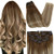 VeSunny Brown Clip on Hair Extensions Ombre Hair Clip in Extensions Medium Brown Balayage Platinum Blonde Clip in Human Hair Extensions Brown Balayage Straight Long Hair 7pcs 120g 24inch